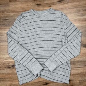 Vintage striped knit sweater thermal crewneck‎